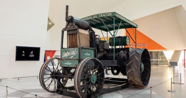 The 1912 McDonald ‘EB’ Imperial tractor no. 140 on display in the Gandel Atrium